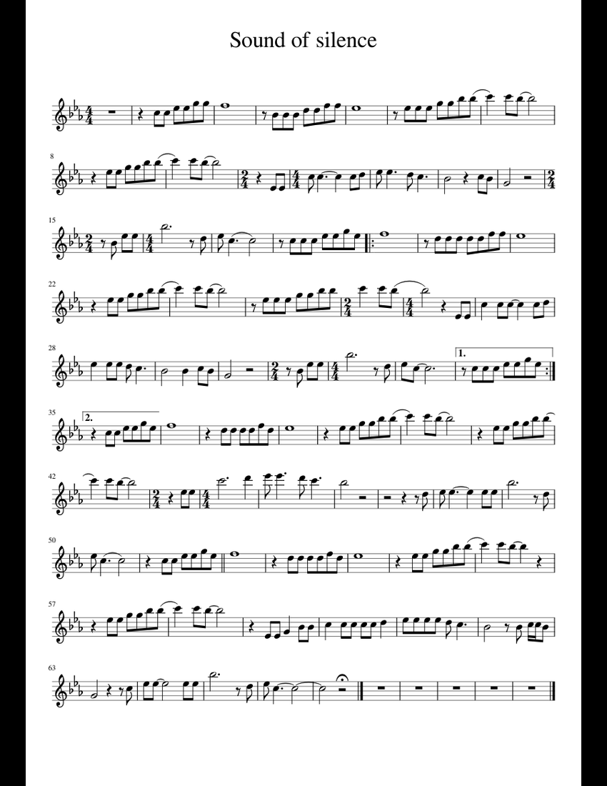 Sound of silence sheet music for Alto Saxophone download free in PDF or