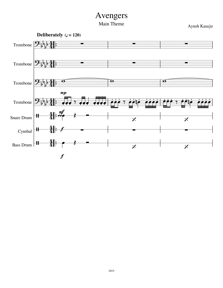 Avengers Trombone Quartet sheet music for Trombone, Percussion download ...