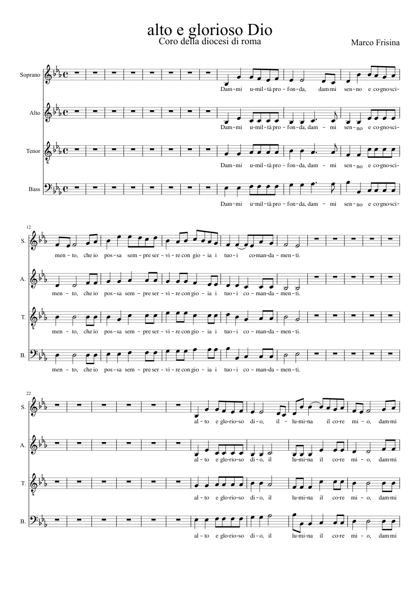 alto e glorioso Dio sheet music for Voice download free in ...