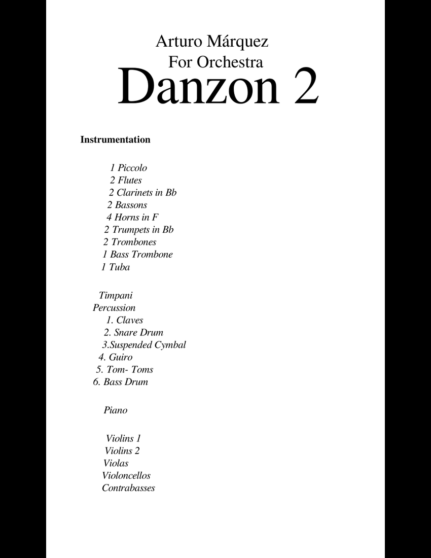 Danzon 2 sheet music for Flute, Clarinet, Piano, Violin download free