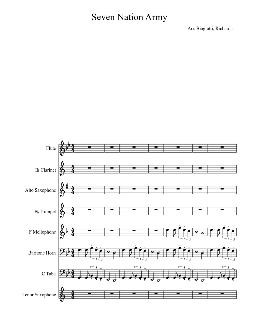 Beginner Seven Nation Army Trumpet Sheet Music