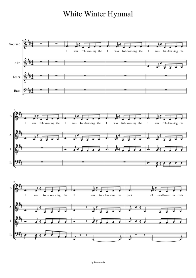 Pentatonix White Winter Hymnal sheet music for Bass