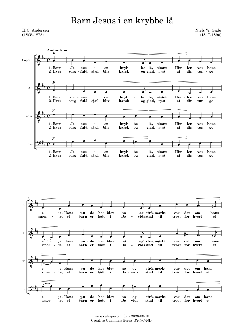 Barn Jesus i en krybbe lå - Gade - piano tutorial