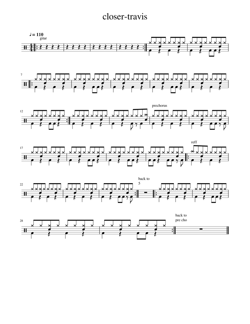 closertravis Sheet music for Drum Group (Solo)