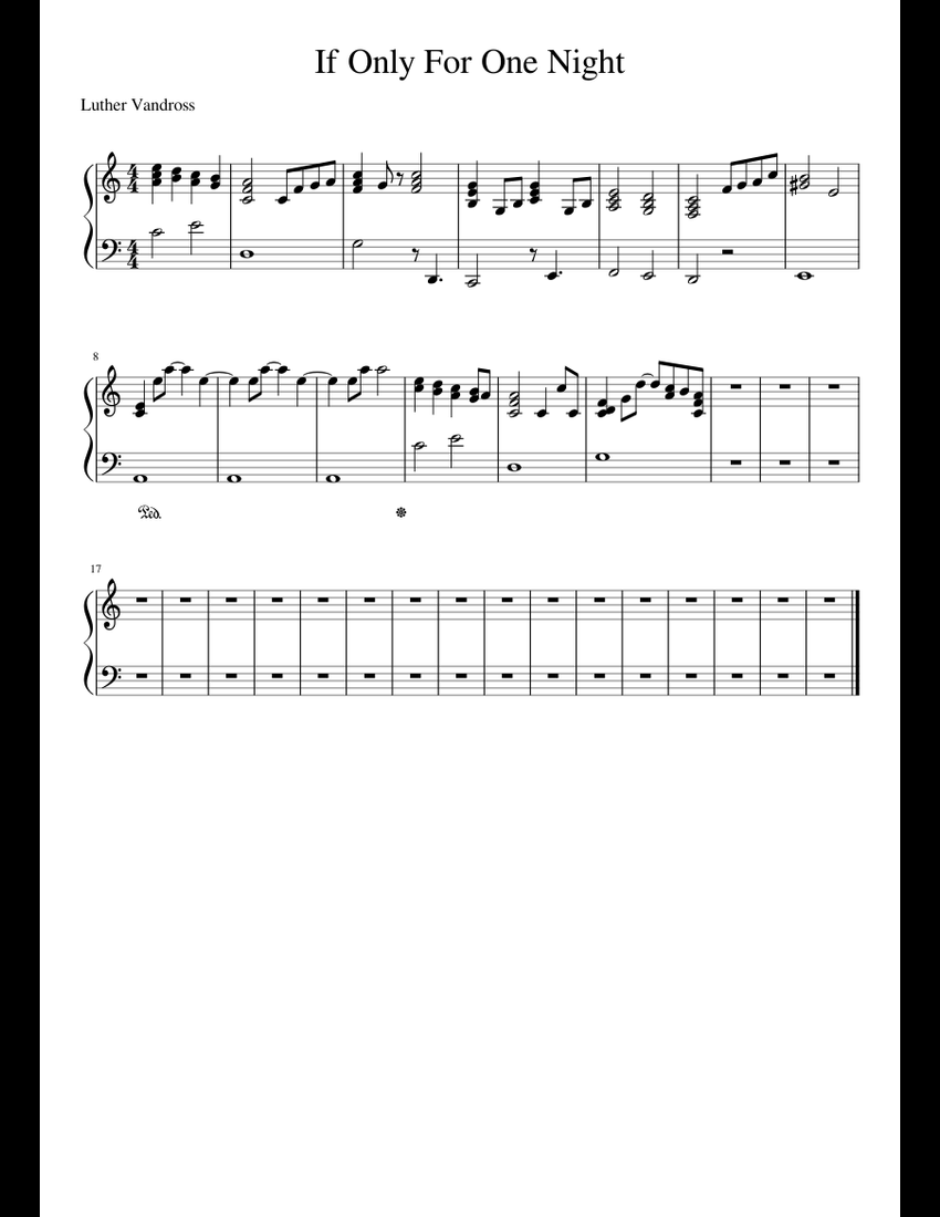If Only For One Night sheet music for Piano download free in PDF or MIDI