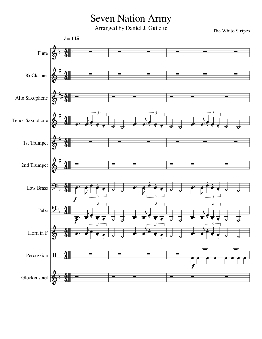 Seven Nation Army Flute Sheet Music - Army Military