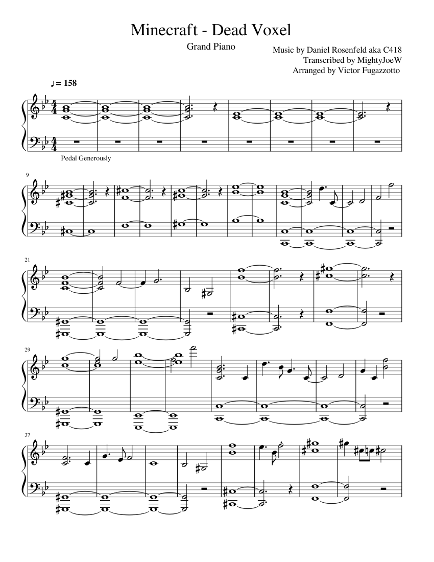 Minecraft Dead Voxel Sheet Music For Piano Solo Musescore Com - roblox minecraft song notes