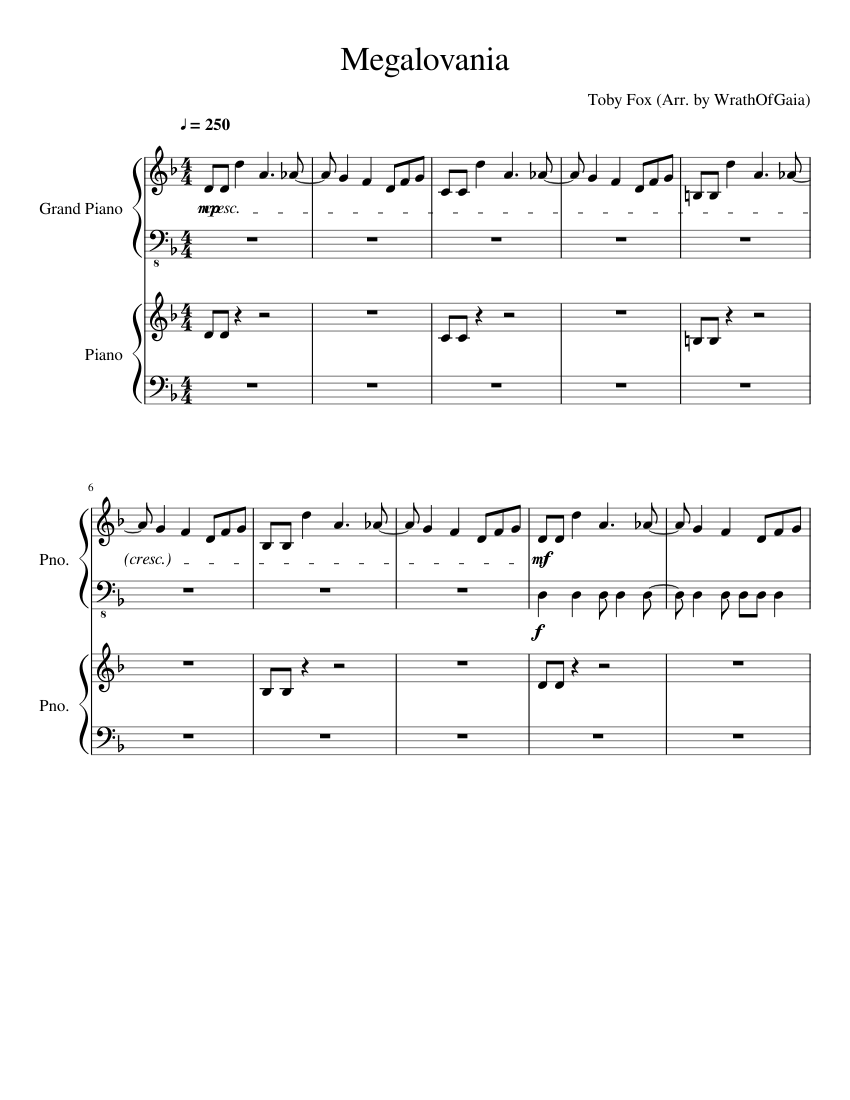 Megalovania Piano Duet Sheet Music For Piano Download Free In