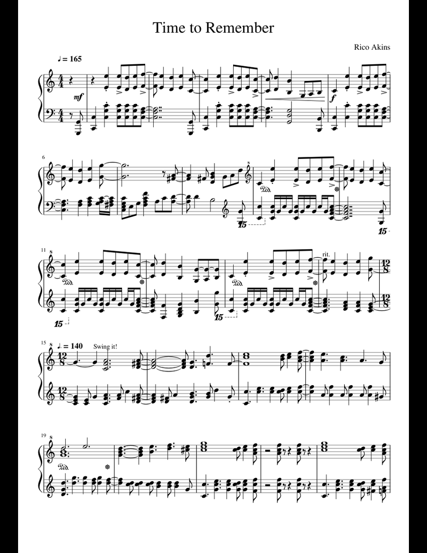 Time to Remember sheet music for Piano download free in PDF or MIDI