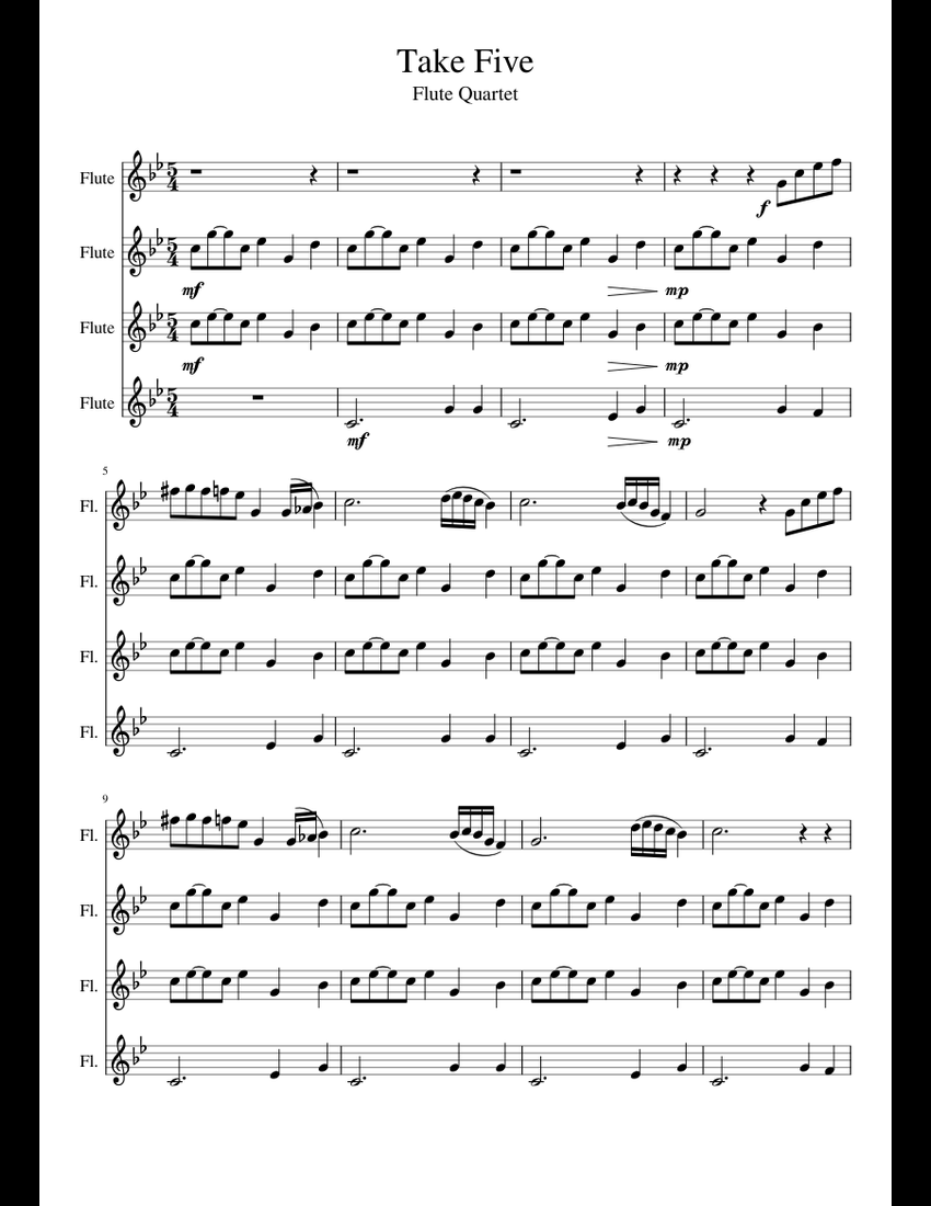 Take Five sheet music for Flute download free in PDF or MIDI