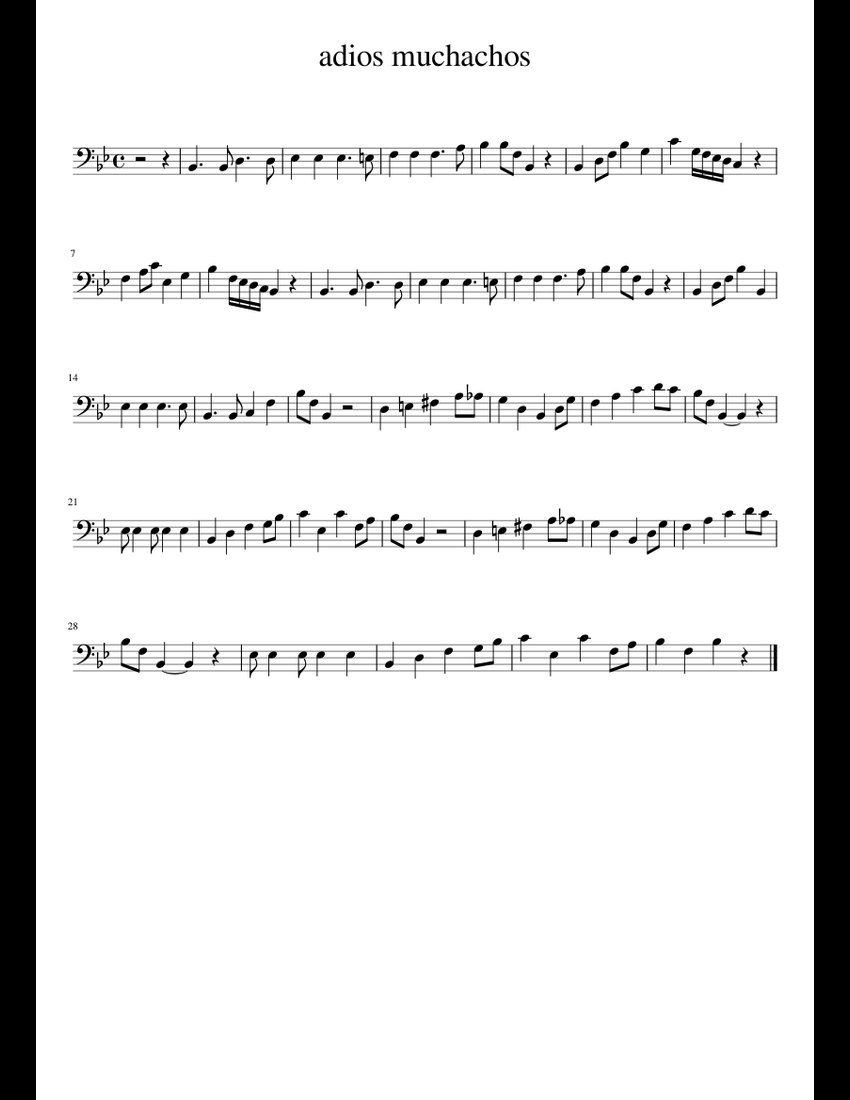adios muchachos sheet music for Piano download free in PDF or MIDI