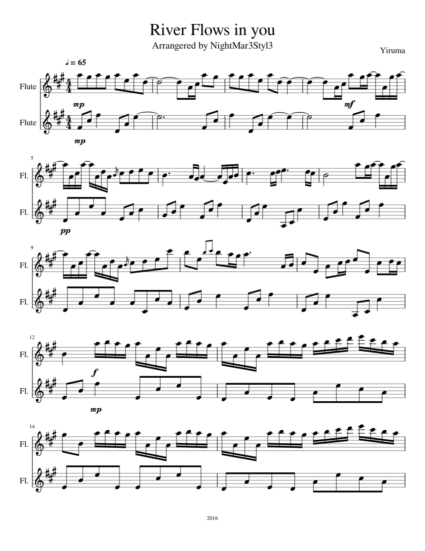 River Flows in You Sheet music for Flute | Download free in PDF or MIDI