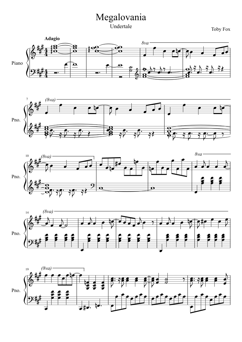 Megalovania Undertale Sad Piano Solo Sheet Music For Piano Download Free In Pdf Or Midi Musescore Com