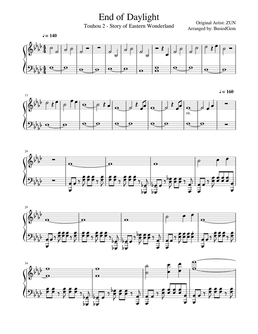 End of Daylight Sheet music for Piano (Solo) | Musescore.com