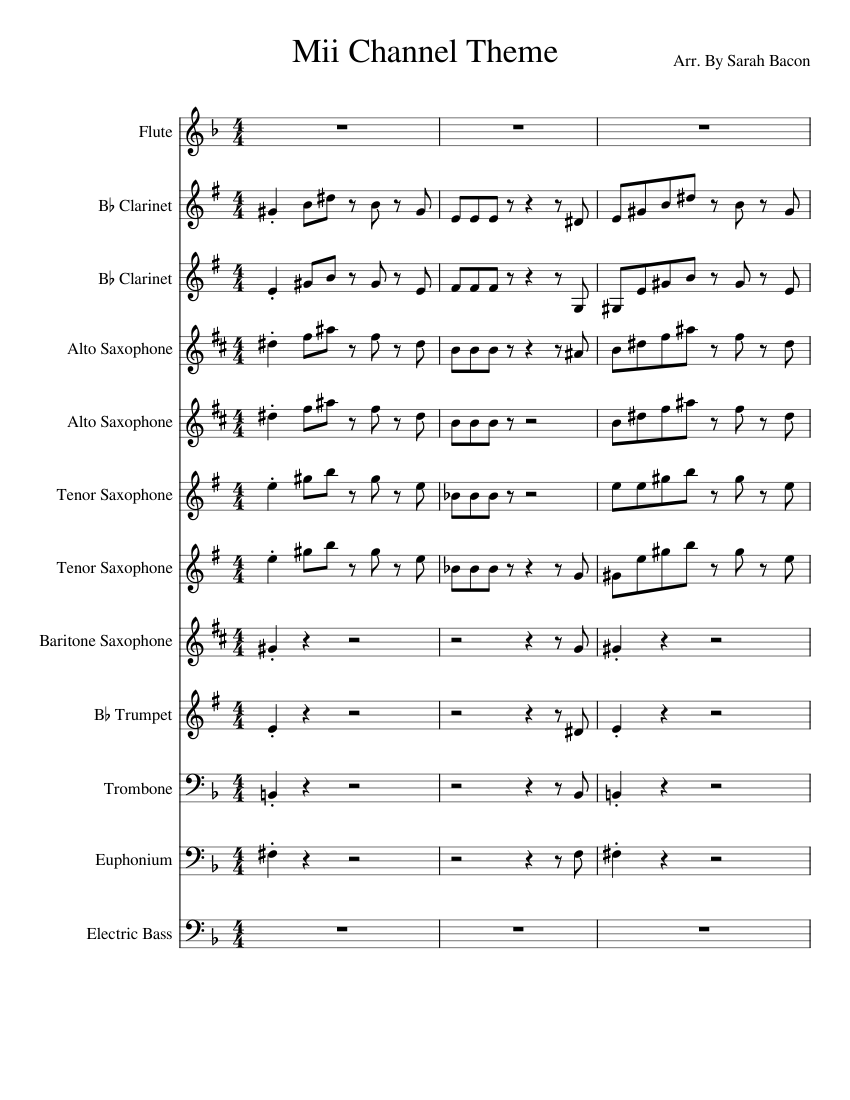 Nintendo Wii Mii Channel Theme Sheet music for Trumpet (In B Flat ...