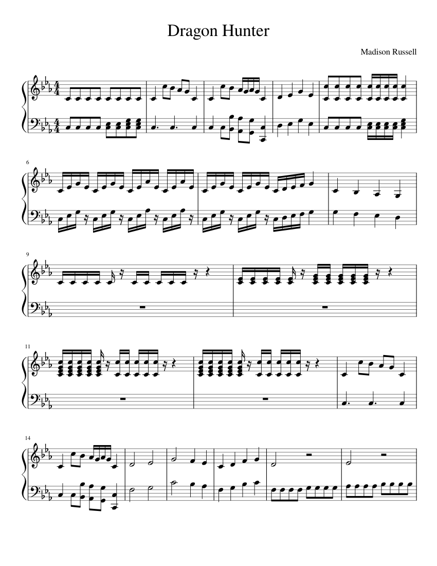 Dragon Hunter sheet music for Piano download free in PDF or MIDI