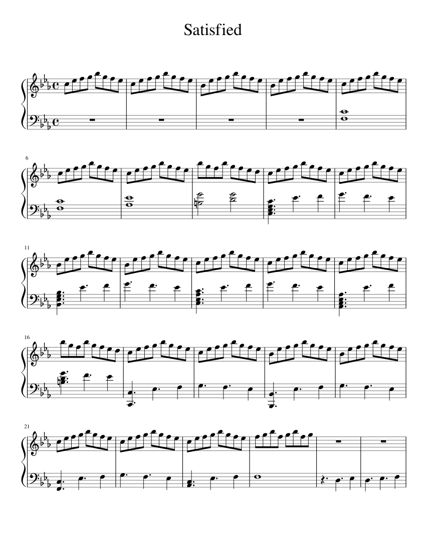 Satisfied Sheet Music For Piano Download Free In Pdf Or Midi - 