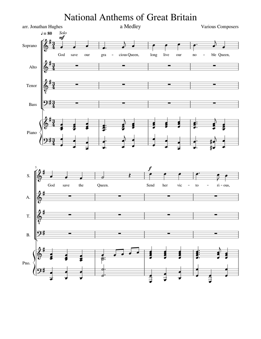 National Anthems of Great Britain Sheet music for Piano, Voice