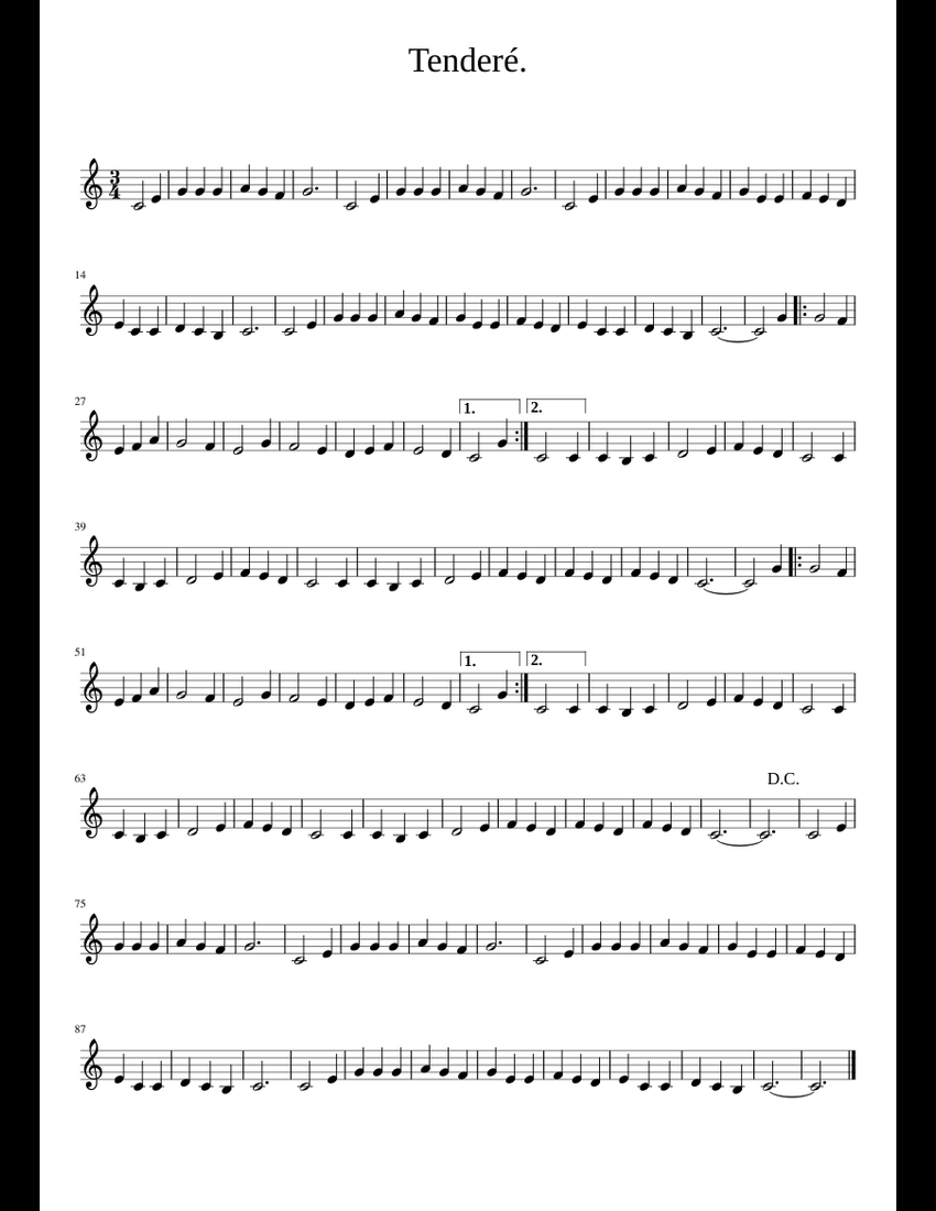 Tenderé. sheet music for Bagpipe download free in PDF or MIDI