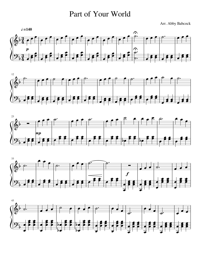 Part of Your World sheet music for Piano download free in PDF or MIDI