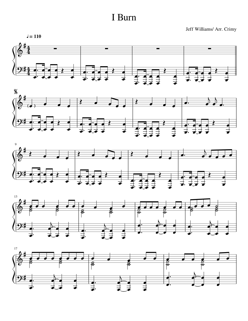 I Burn Sheet music for Piano | Download free in PDF or MIDI | Musescore.com