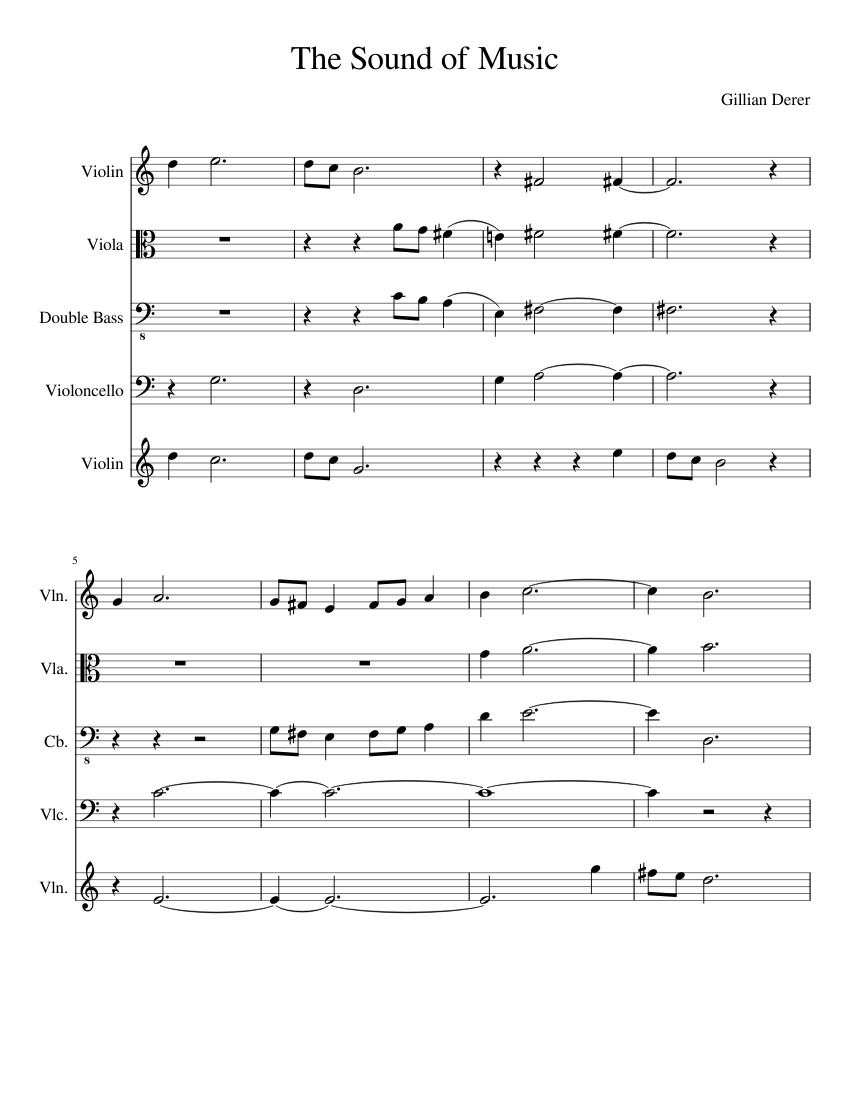 The Hills Are Alive Sheet Music For Violin Viola Contrabass