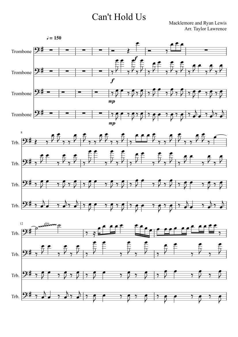 Can T Hold Us Sheet Music For Trombone Download Free In Pdf Or