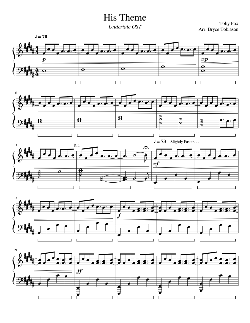 His Theme Sheet music for Piano | Download free in PDF or MIDI
