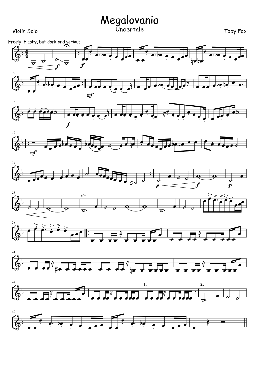 Megalovania Violin Solo Piano Tutorial