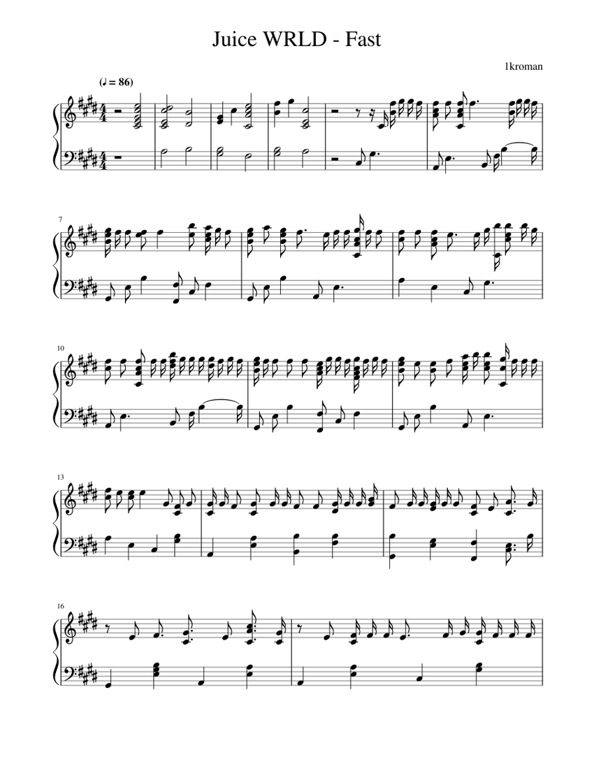 Juice WRLD - Fast Sheet music for Piano (Solo) | Musescore.com