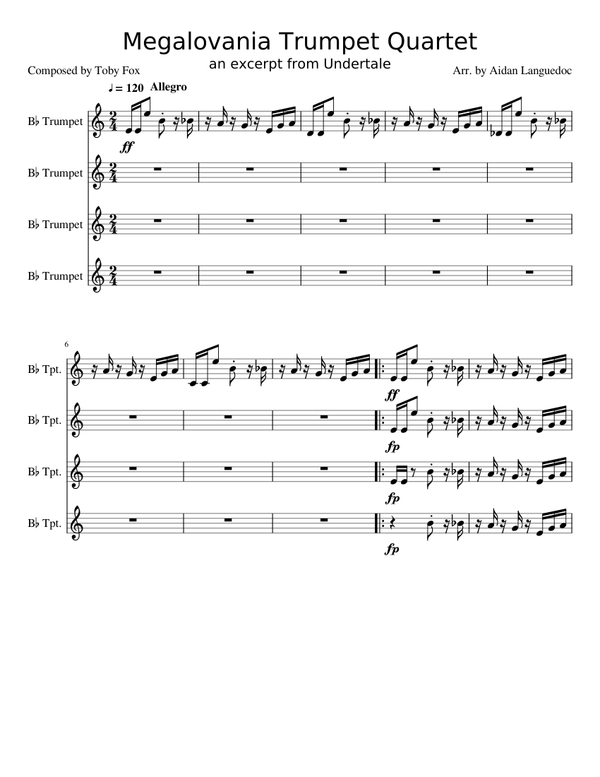 Megalovania Trumpet Sheet Music