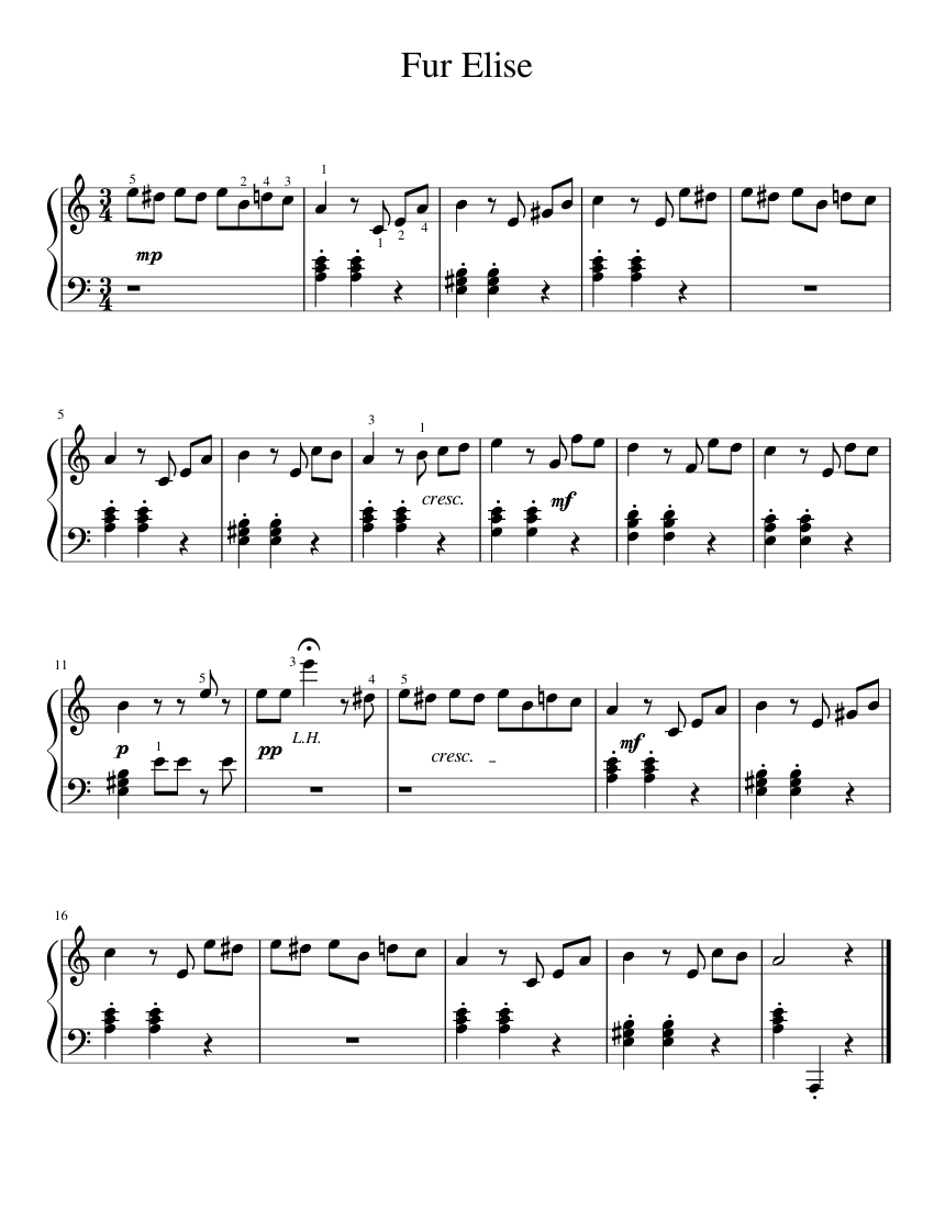 Fur Elise Piano Sheet Music Pdf Epic Sheet Music