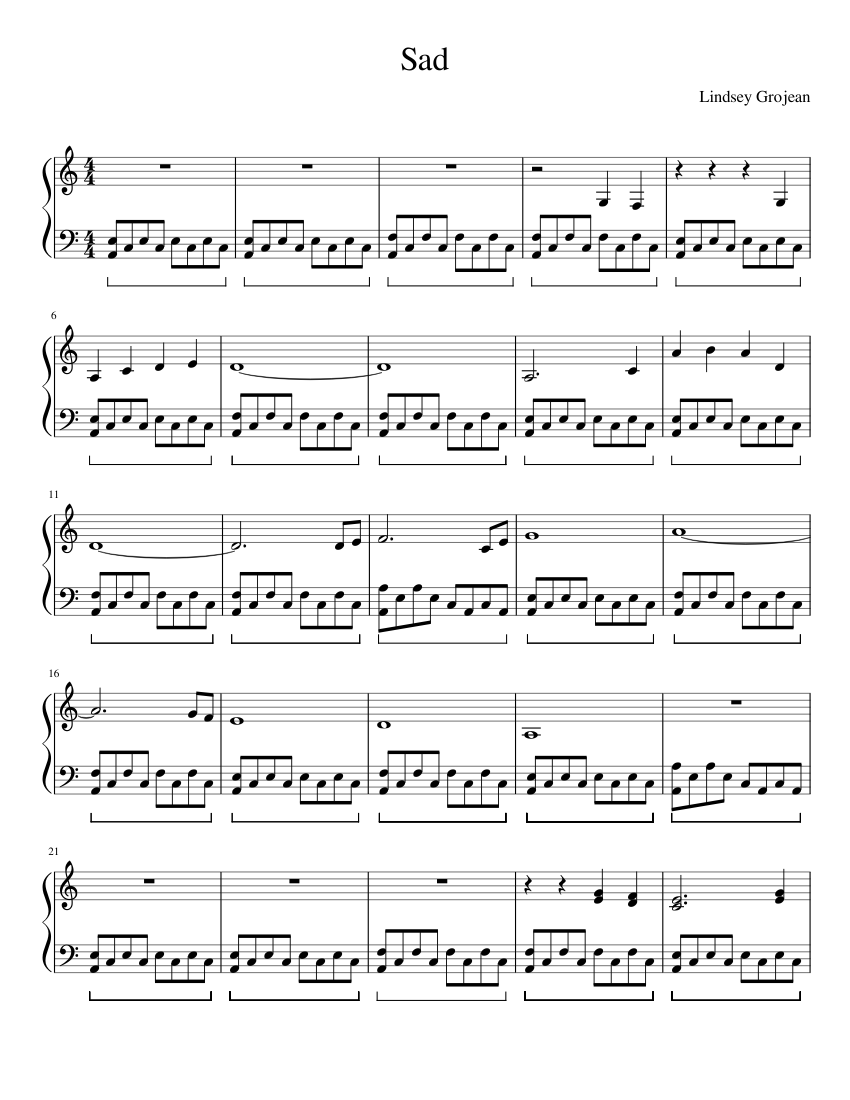 Sad sheet music for Piano download free in PDF or MIDI