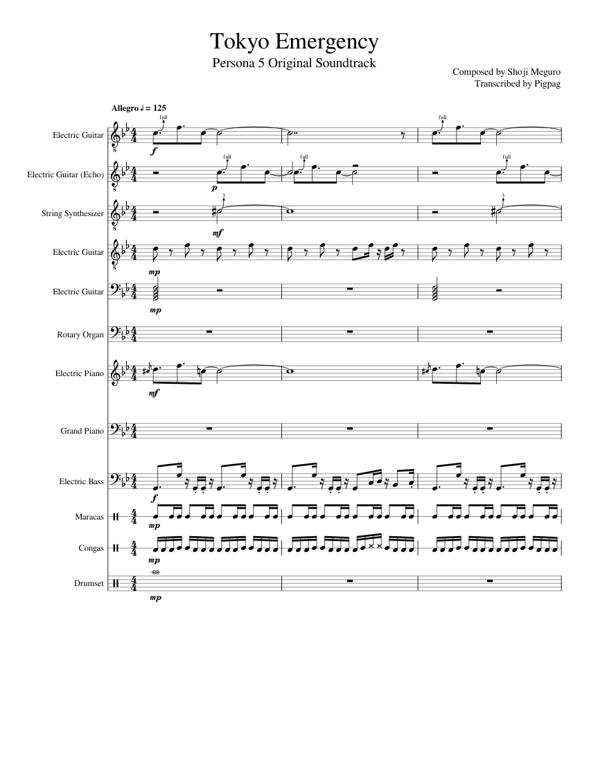 🎧 [Acid Jazz] Tokyo Emergency (Persona 5) Sheet music for  