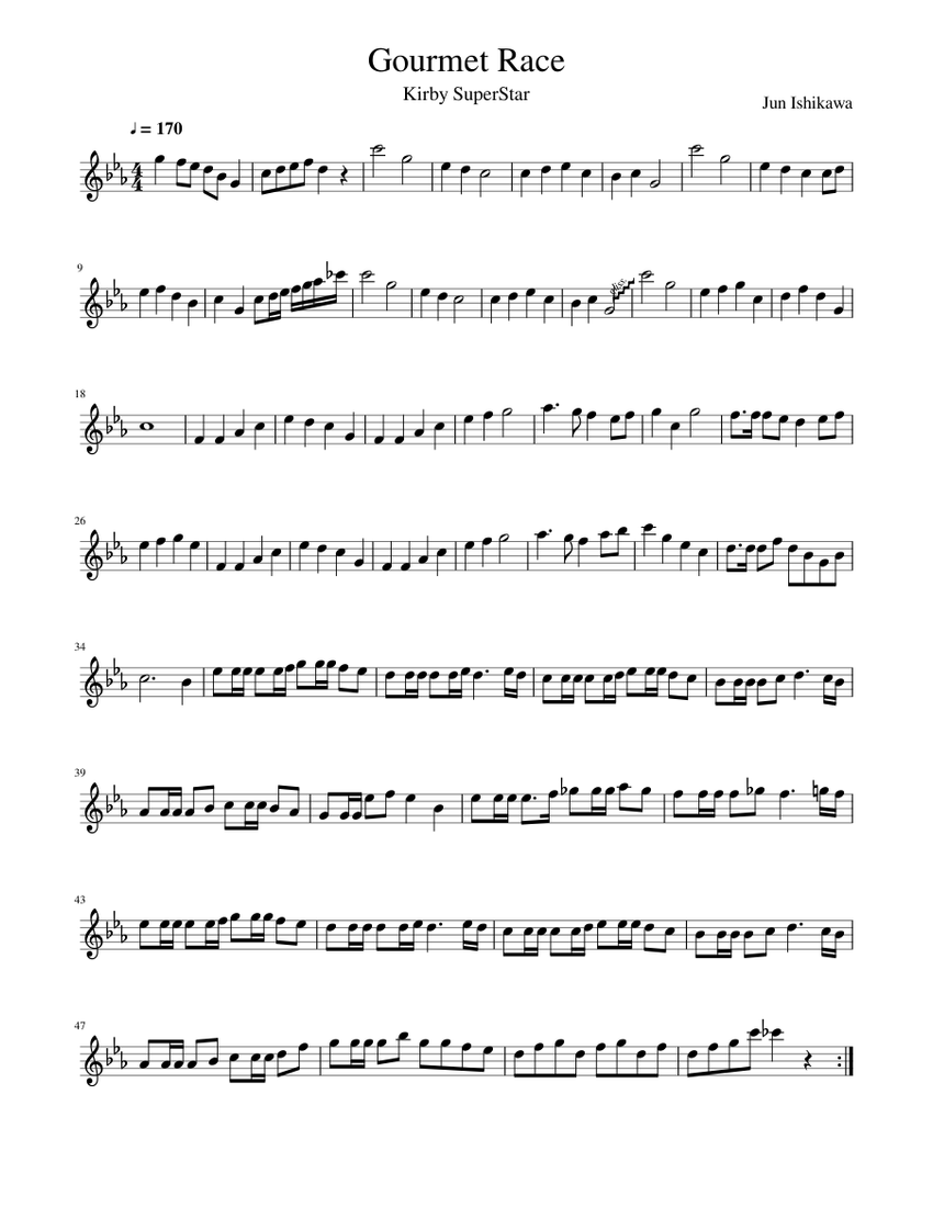 Gourmet Race Sheet Music For Flute Download Free In PDF Or MIDI