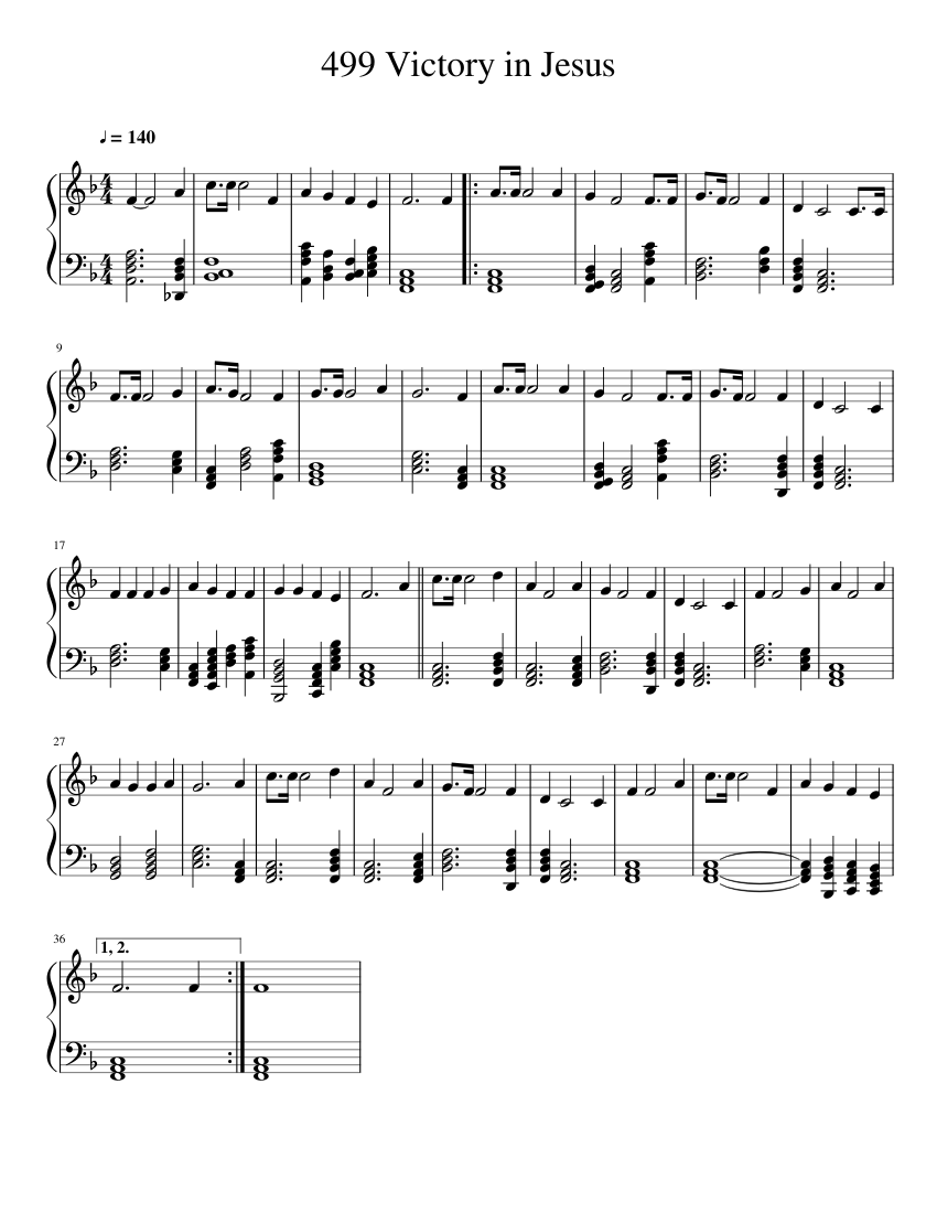 Victory in Jesus sheet music for Piano download free in PDF or MIDI