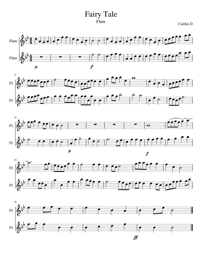 Fairy Tale Flute Duet Sheet Music For Flute Download Free In Pdf Or Midi