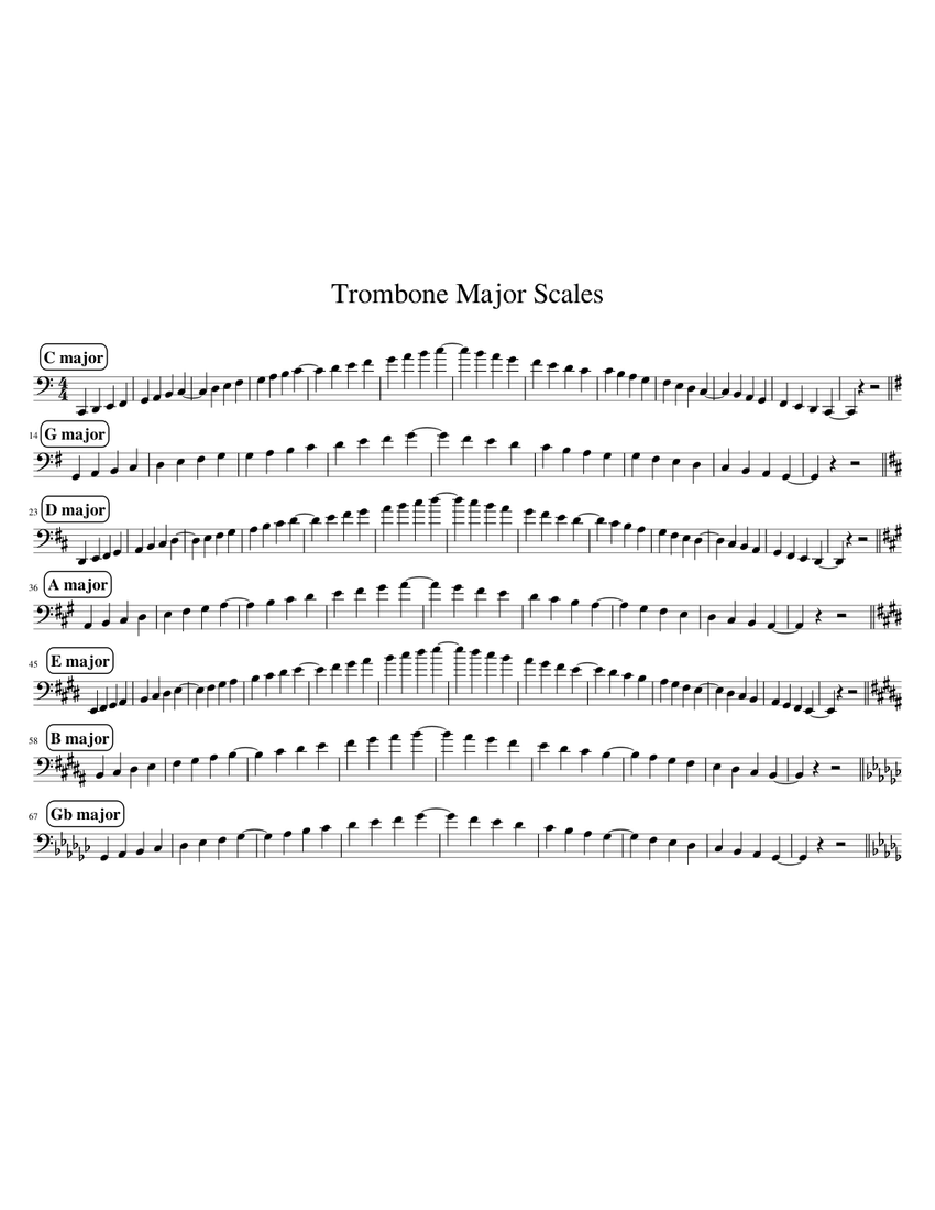 Trombone Major Scales Sheet music Download free in PDF or MIDI