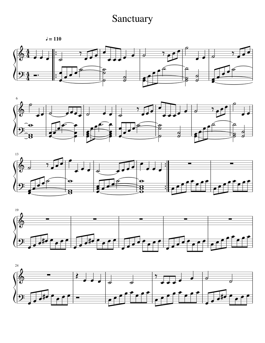 Sanctuary sheet music for Piano download free in PDF or MIDI
