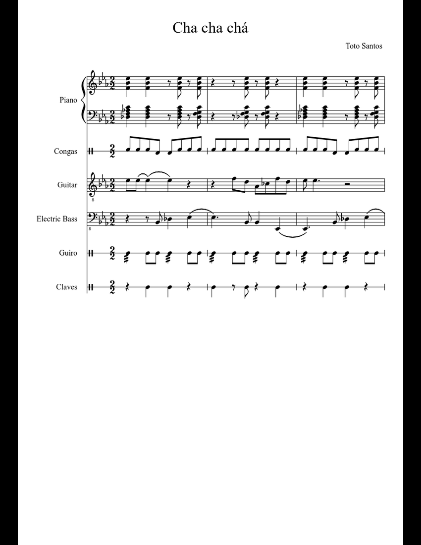 Cha Cha Chá sheet music for Piano, Percussion, Guitar, Bass download ...
