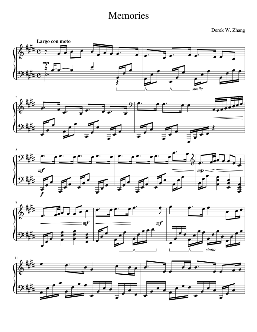 Memories Sheet music for Piano (Solo) | Musescore.com