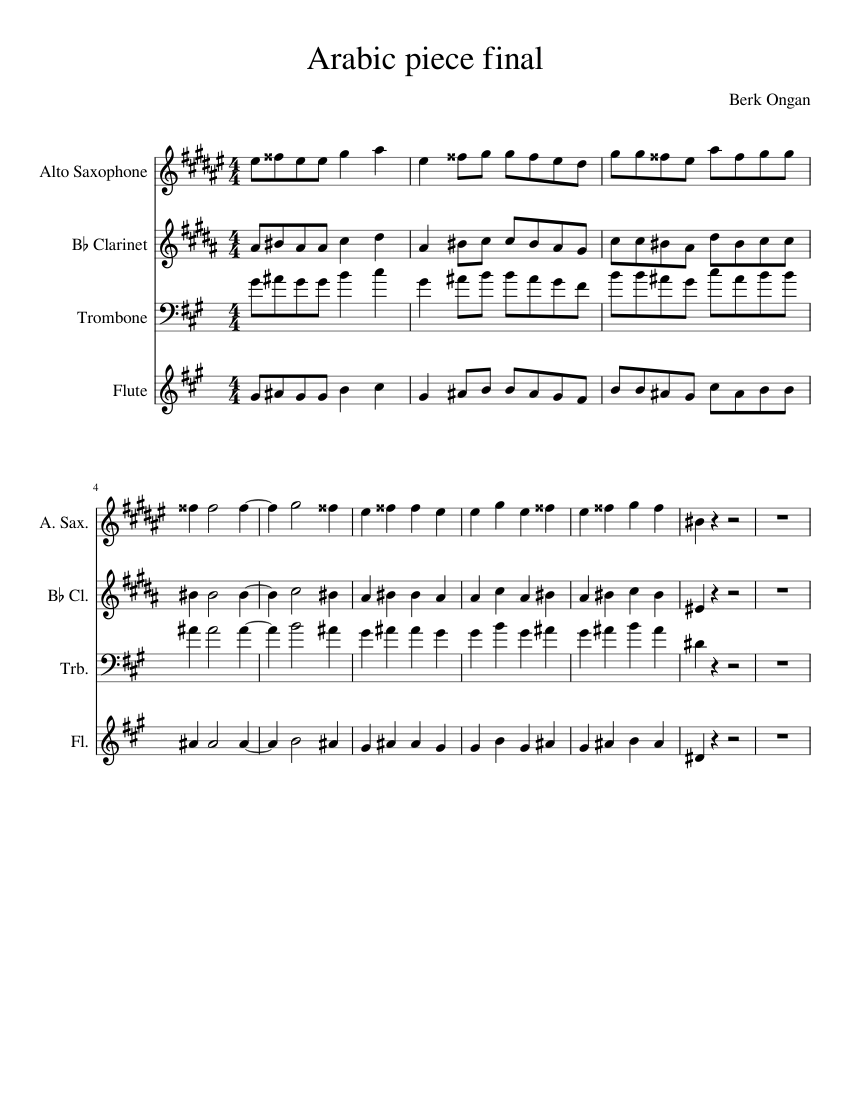 Arabic Piece Final Berk sheet music for Flute, Alto