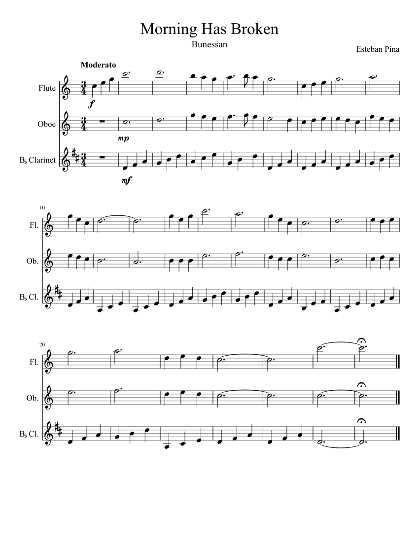 Morning Has Broken Sheet music for Flute, Oboe Download