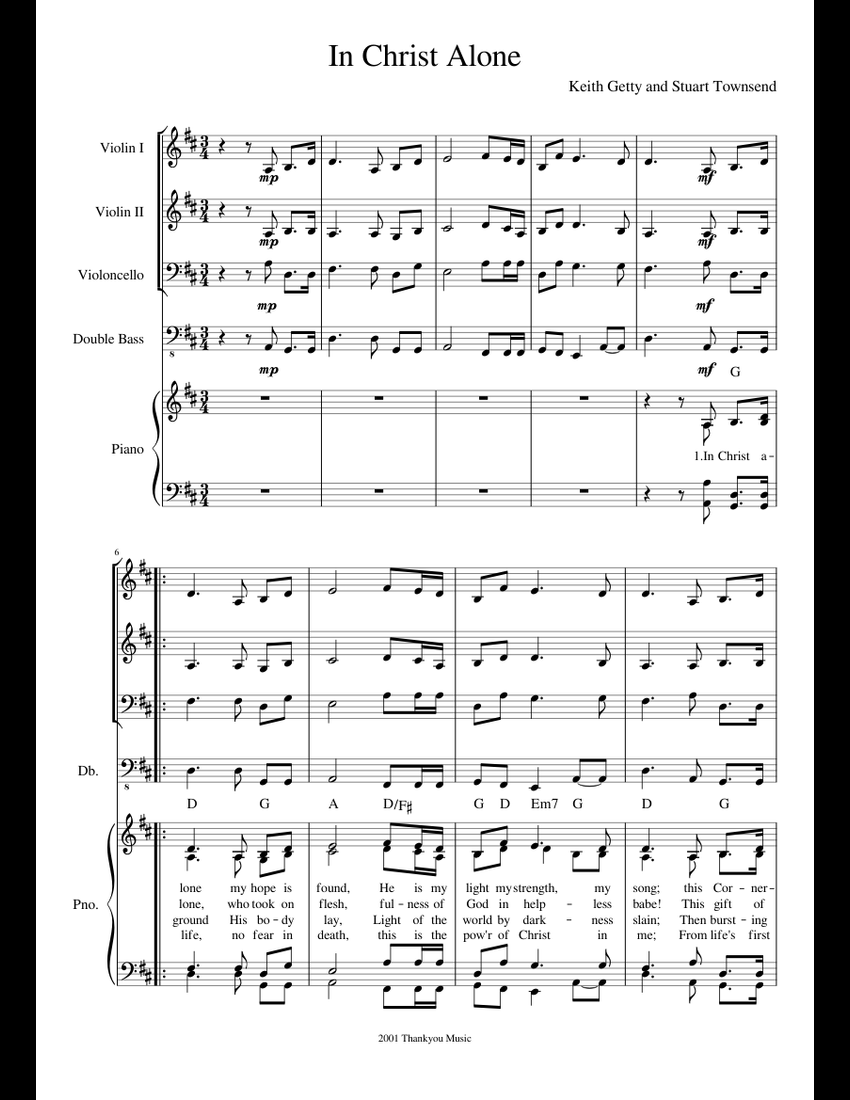 In Christ Alone sheet music for Violin, Piano, Cello, Contrabass download free in PDF or MIDI