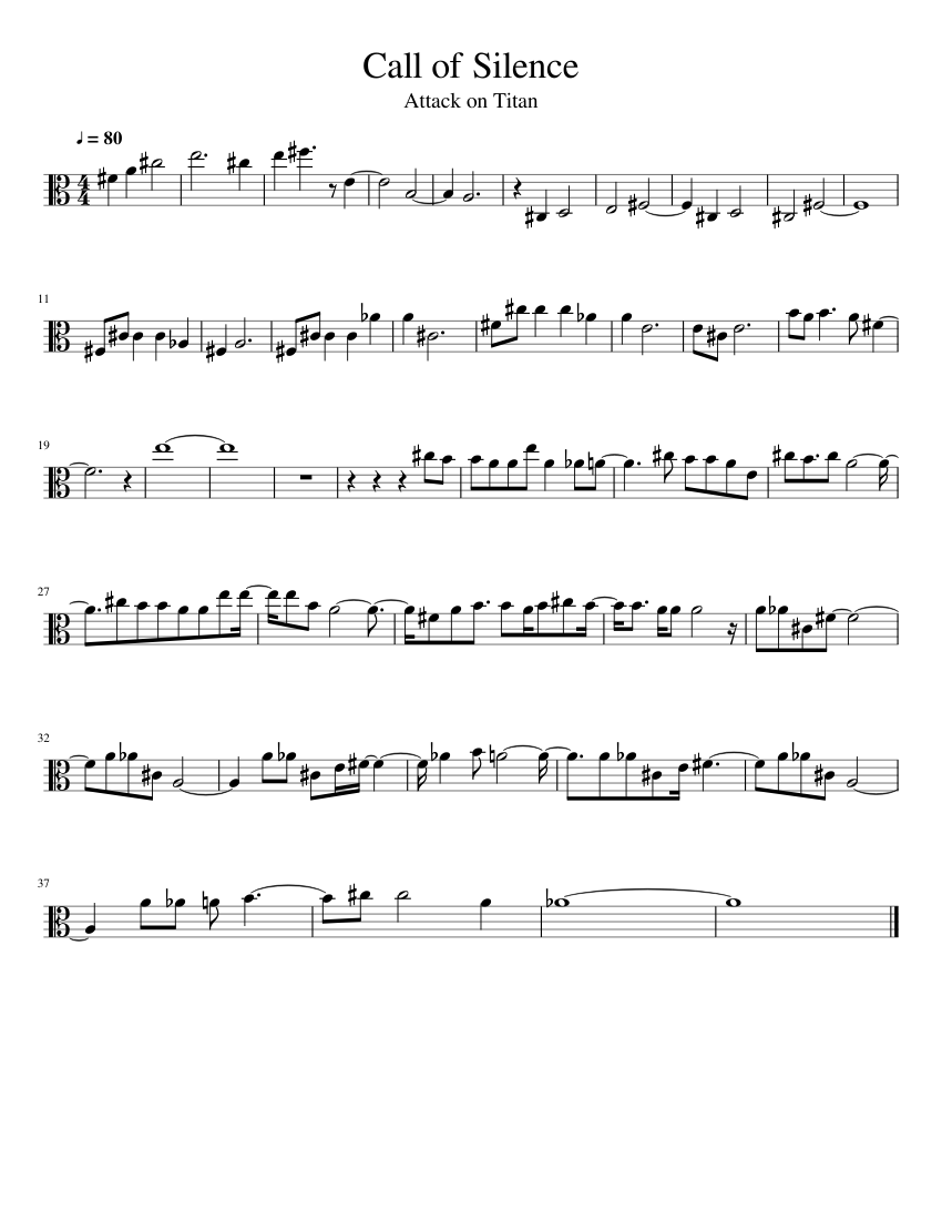 Call of Silence~Attack on Titan Sheet music for Viola (Solo