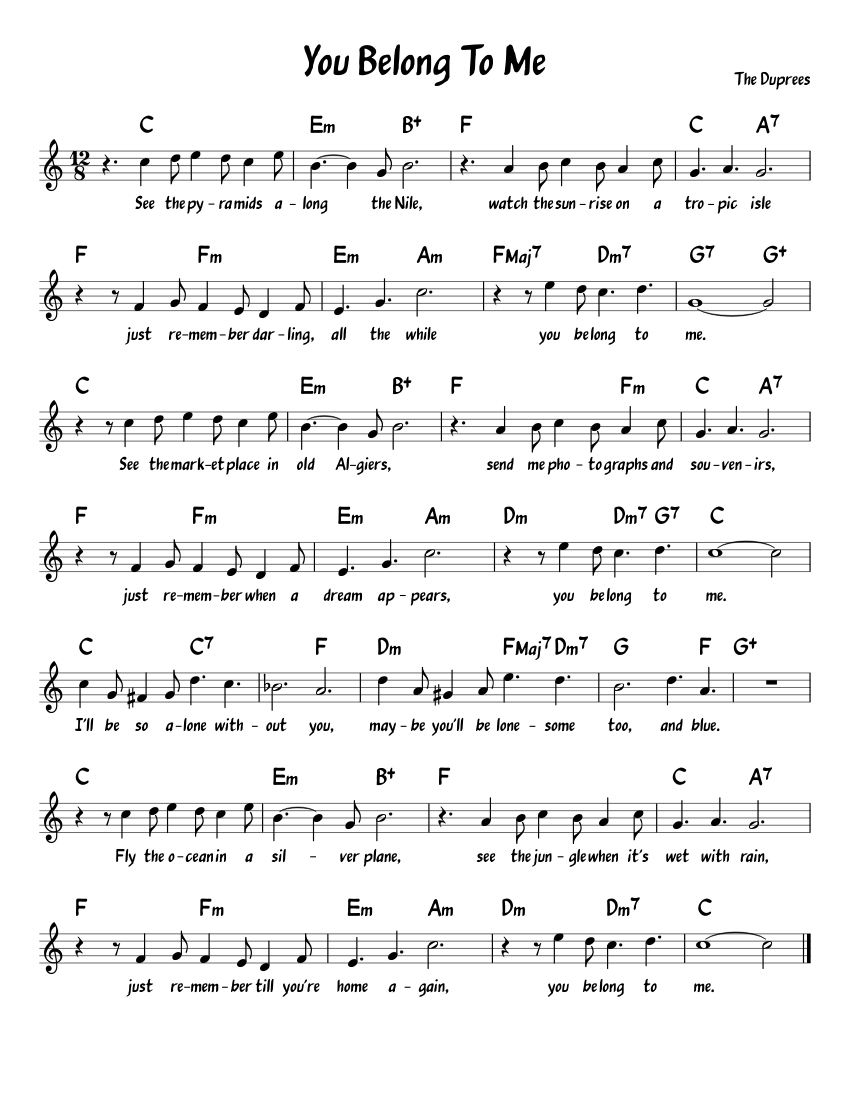 You Belong To Me Sheet music for Piano | Download free in PDF or MIDI