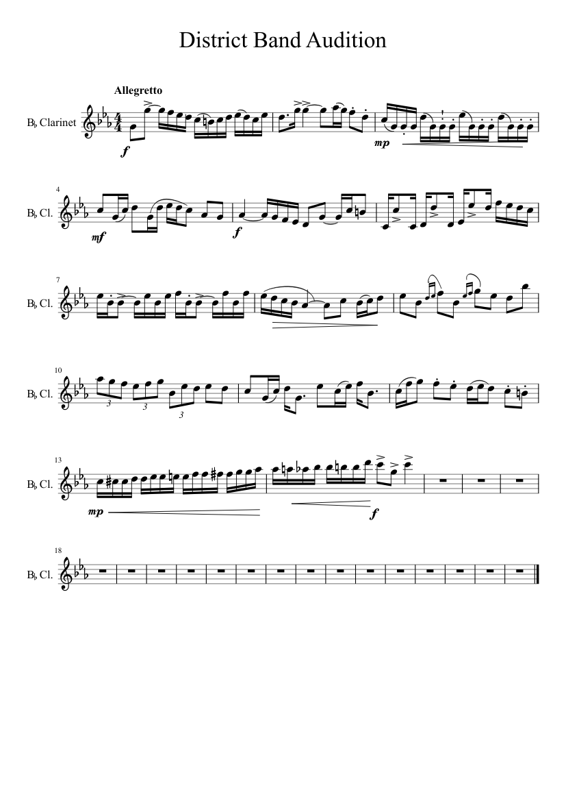 District Band Audition sheet music for download free in PDF or
