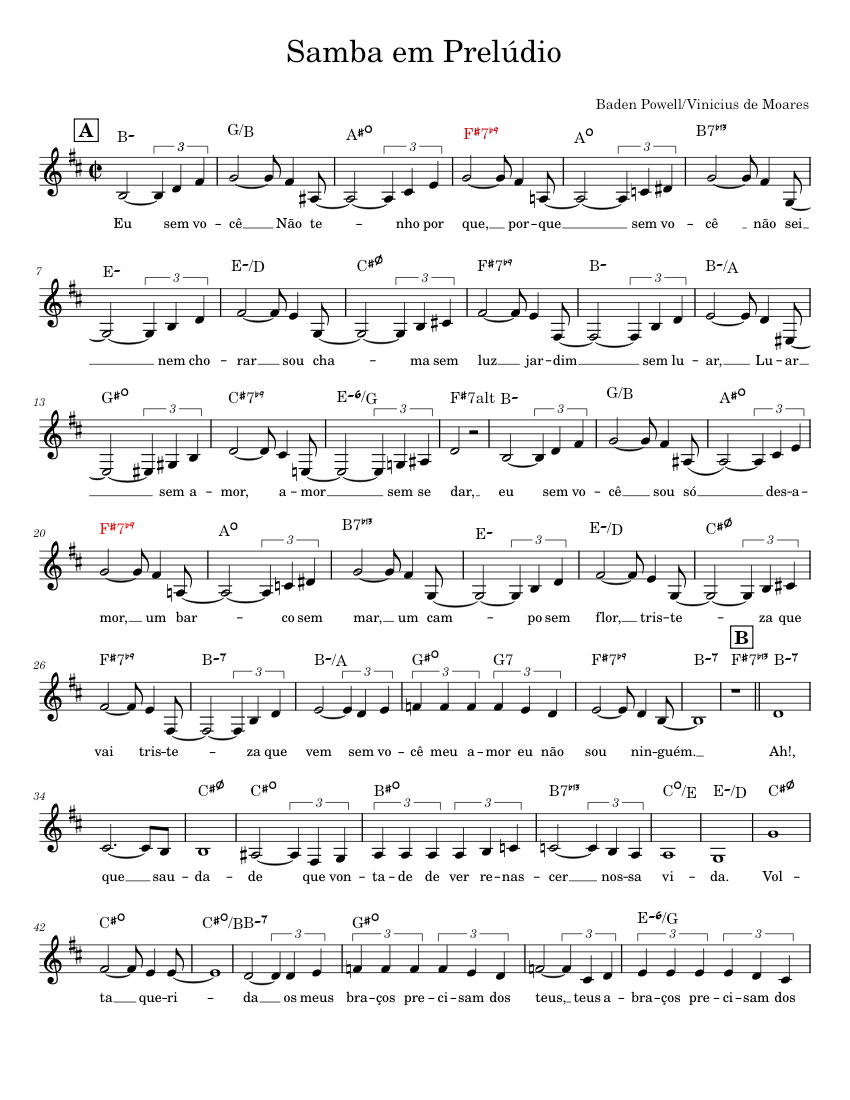 Samba em Preludio Bm Sheet music for Piano (Solo)