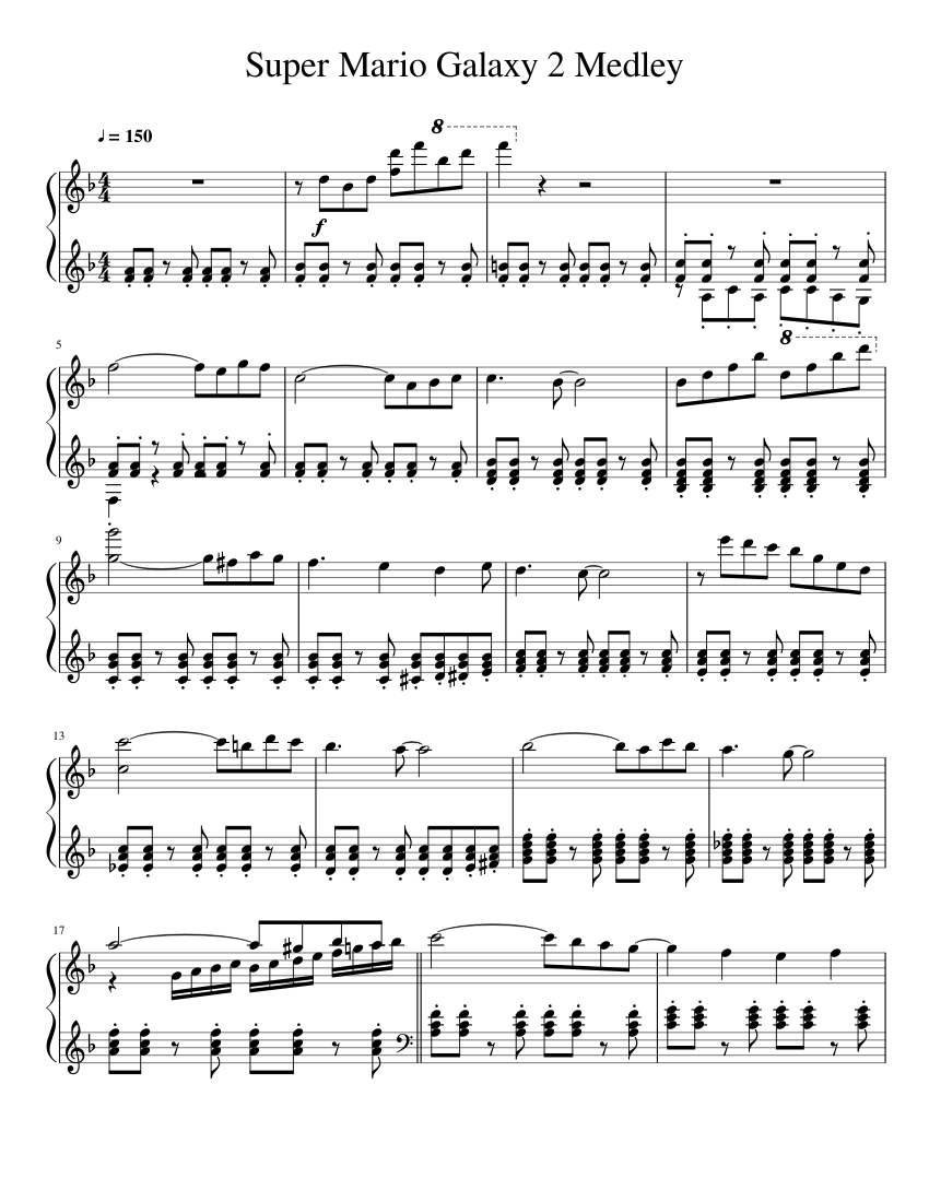 Super Mario Galaxy 2 Medley sheet music for Piano download free in PDF ...