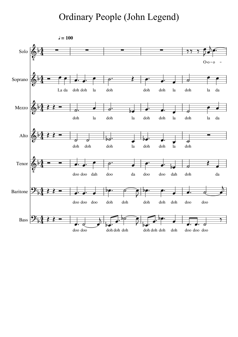 Ordinary People John Legend Sheet Music For Piano Mixed Ensemble Musescore Com